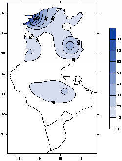  توزيع المجموع الشهري لكميات الأمطار (بحساب المليمتر)- أكتوبر 2020  