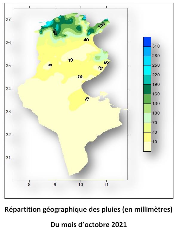 Bulletin Climatologique Mensuel d’octobre 2021en Tunisie