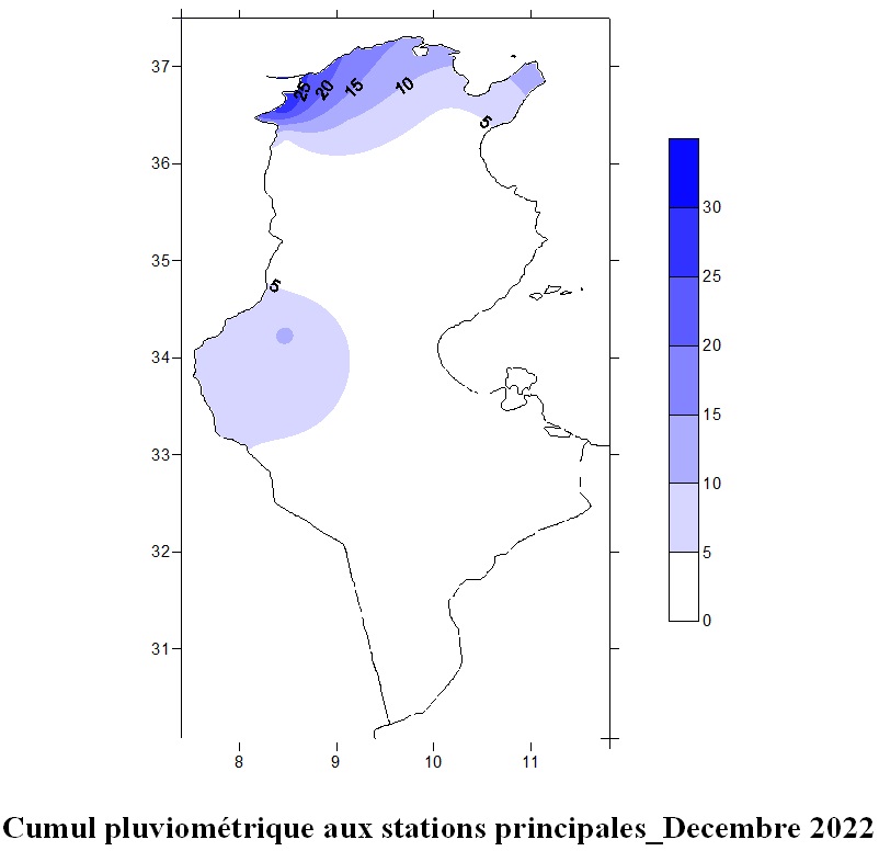  Cumul pluviométrique aux stations principales_Decembre 2022