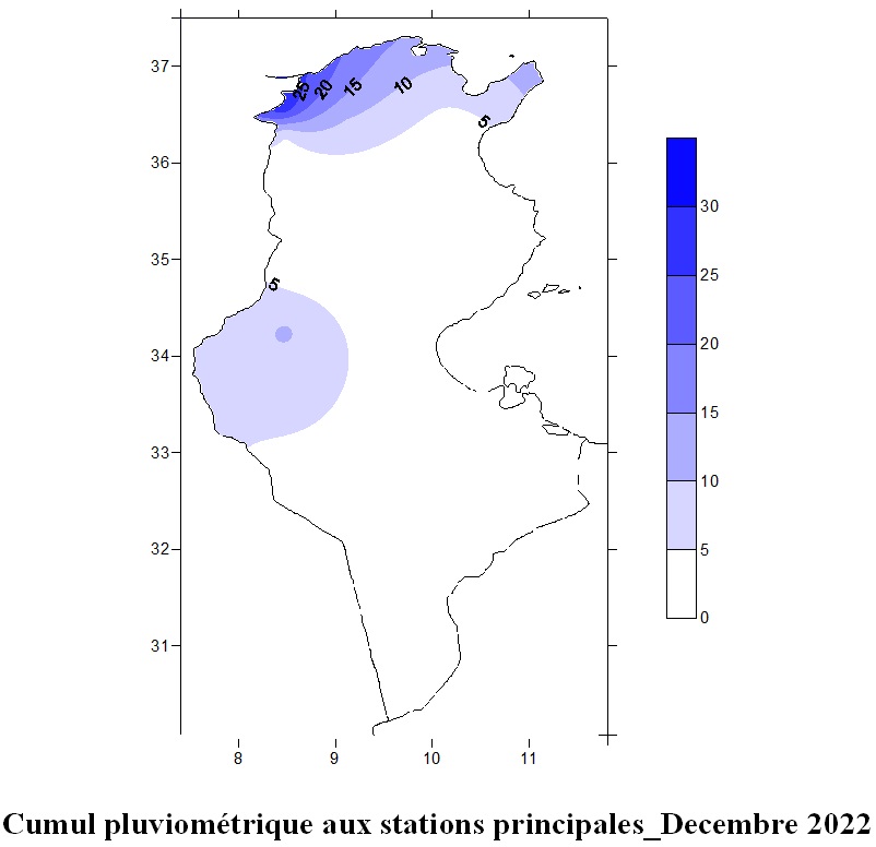 Cumul pluviométrique aux stations principales_Decembre 2022