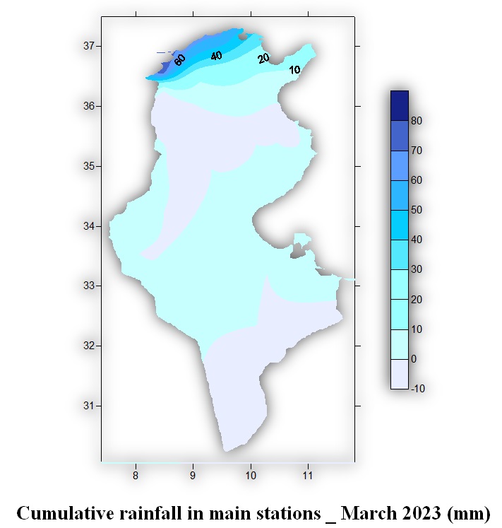 Climatological Report for the month of March 2023 in Tunisia