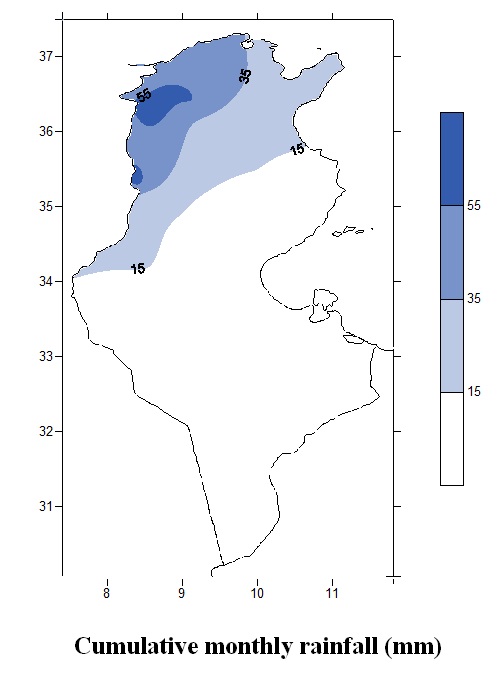 Cumulative monthly rainfall (mm) 