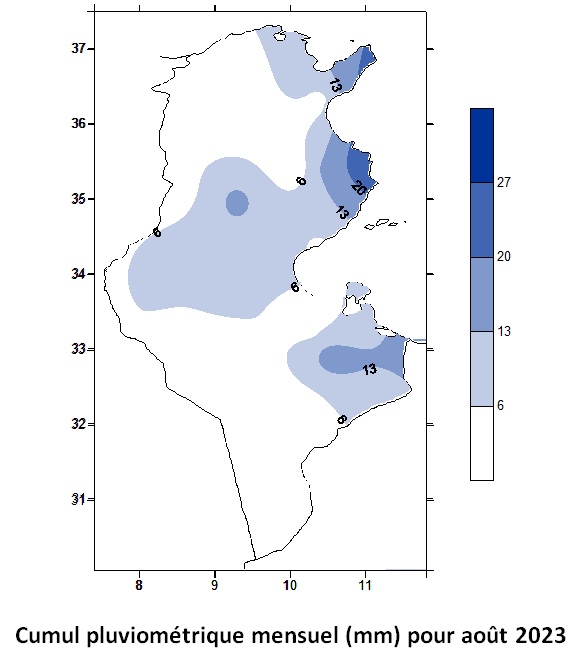 Cumul pluviométrique (mm) aout 2023 ar