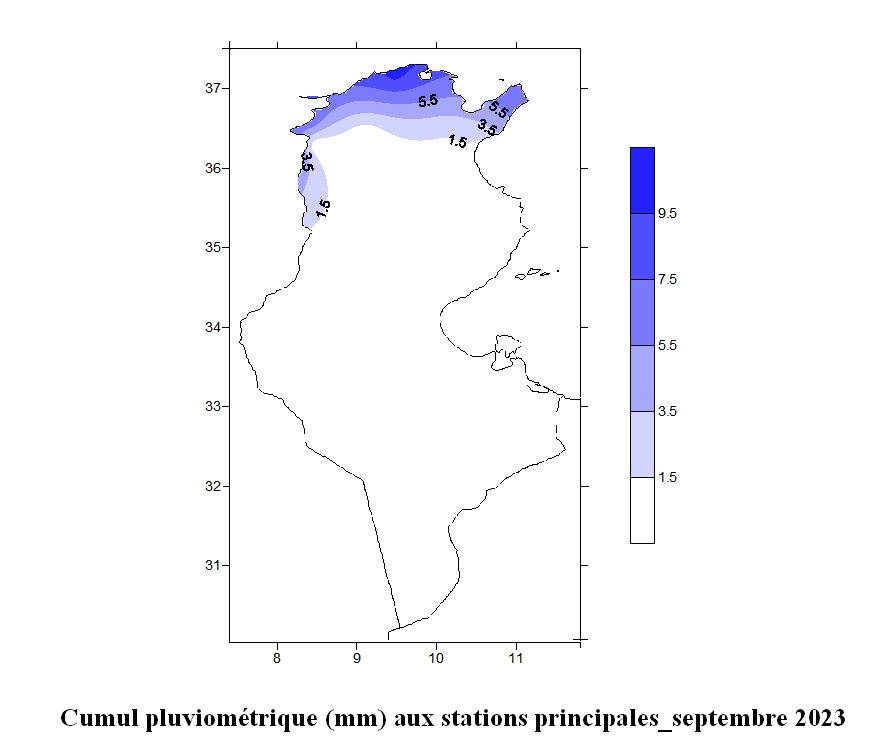 Cumul pluviométrique (mm) septembre 2023