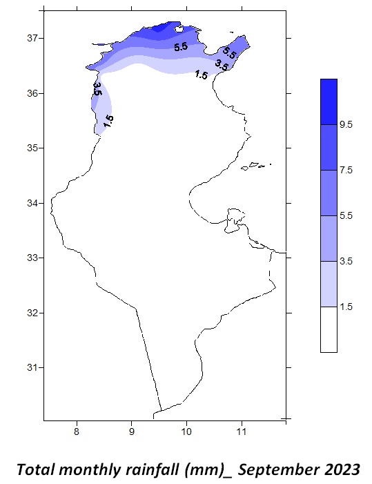 Climatological September  2023 in Tunisia