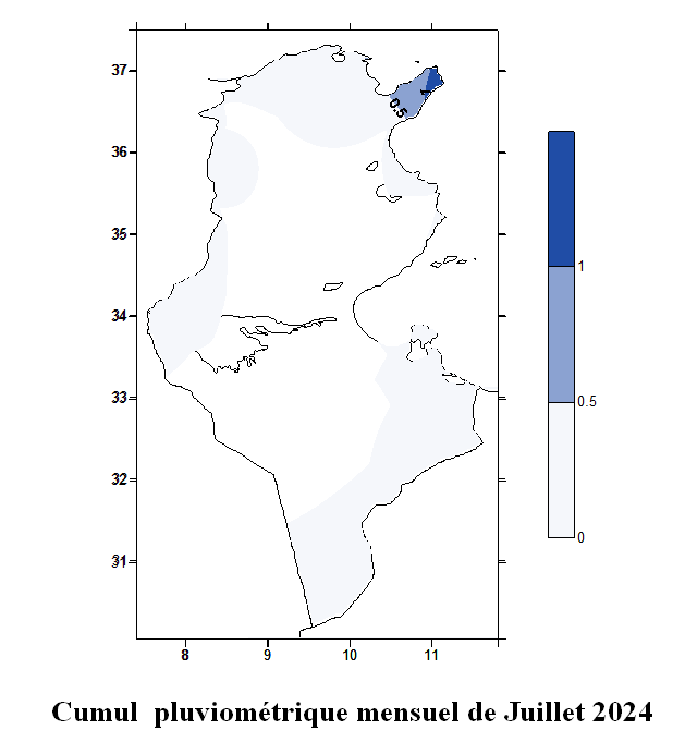 Cumul pluviométrique mensuel de Juillet 2024