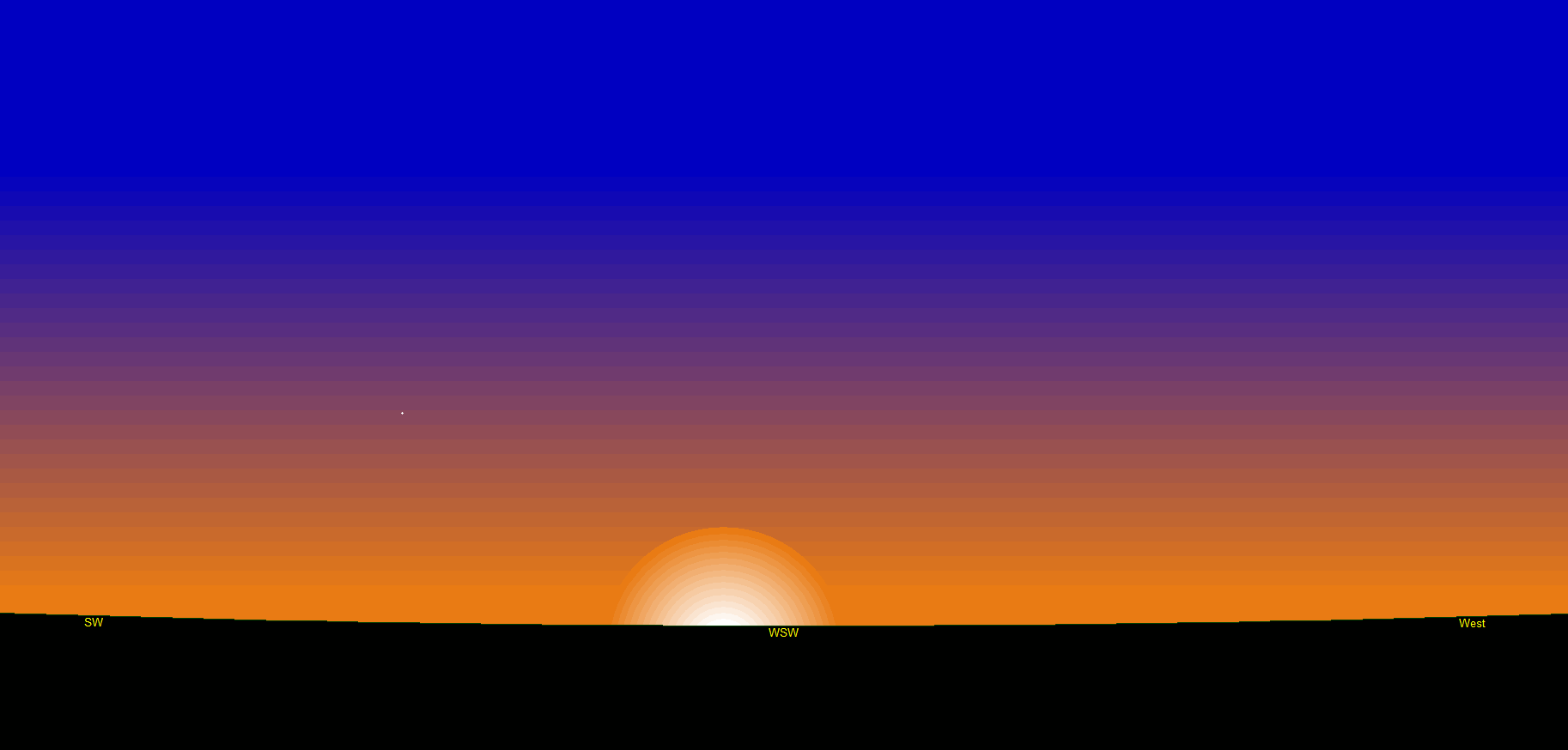 Position de la Lune à Tunis, au coucher du Soleil le mardi 3 septembre 2024 - 29 Safar 1446 de l'Hégire.