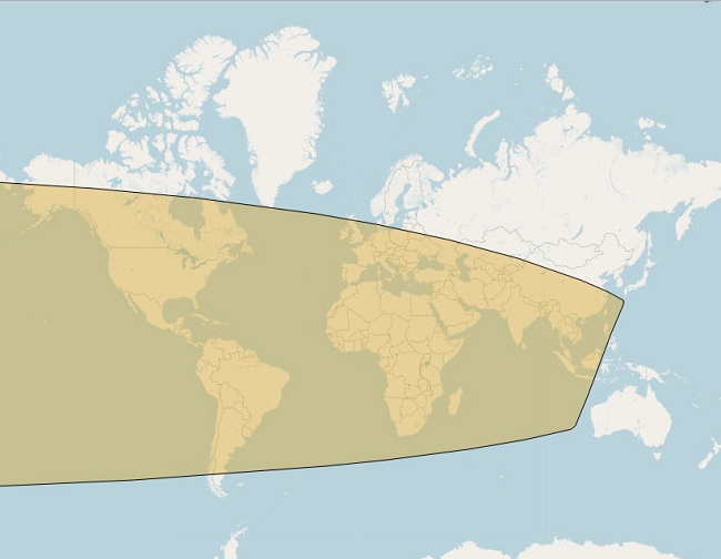 Lunar crescent visibility areas of Safar 1441 Hijri (according to Istanbul criteria) after sunset on Saturday, September 28, 2019