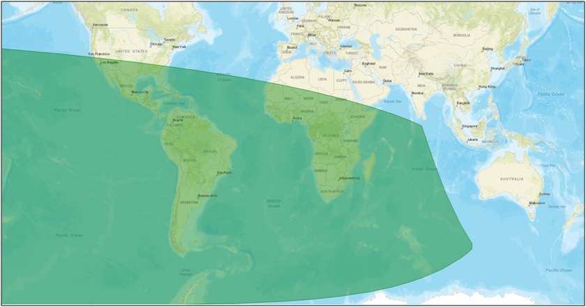  صورة 2 : مناطق إمكانية رؤية هلال جمادى الأولى  لسنة 1444هجري  بعد غروب شمس  يوم الخميس 24 نوفمبر 2022 في العالم