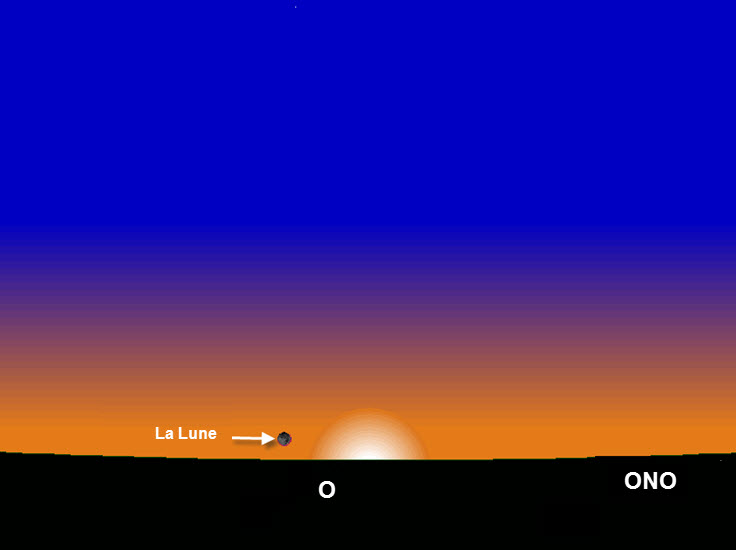 Position de la lune à Tunis, au coucher du soleil, le mardi 26 novembre 2019 – (29 Rabia al-awal 1441 Hijri)