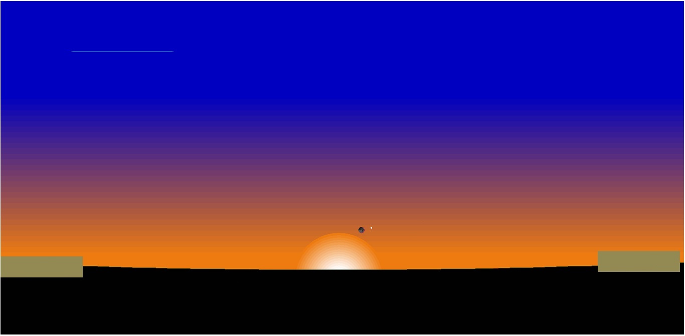 Position de la lune à Tunis, au coucher du soleil le dimanche 18 Juin -29 Dhou el Kaada 1444 de l'Hégire.