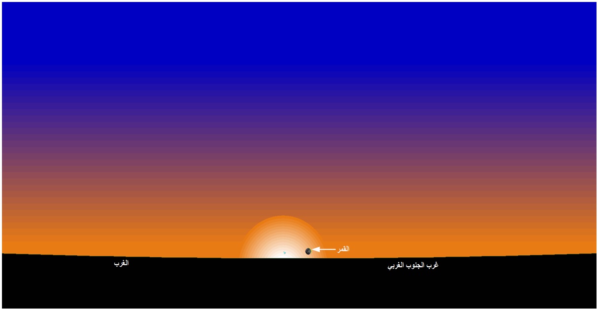 صورة 1 : وضع القمر عند الأفق الغربي بمدينة تونس، عند غروب الشمس يوم الثلاثاء 25 أكتوبر 2022.