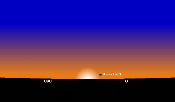 Position de la lune à Tunis, au coucher du soleil le Vendredi 16 Octobre-29 Safar 1441 de l'Hégire