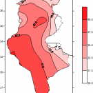 Average maximum temperature (degrees) during July 2020            